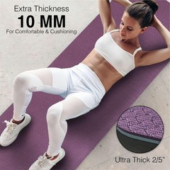 Extra Thick Exercise Yoga Mat with Strap – 2/5 Inch (10MM), Non-Slip Workout …