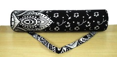 Indian Black Silver Ombre Yoga Mat Carrier Bag Mandala Large Shoulder Strap