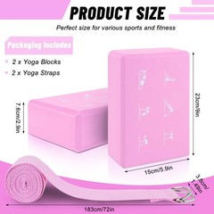 2 Pack Yoga Blocks and 2 Yoga Straps Set, Soft Non-Slip Block for Pilates, Hi…