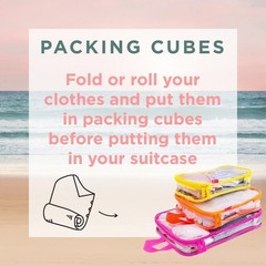 Miamica Malibu Babe Packing Cubes for Travel, 3-piece Organizing Set – Pink