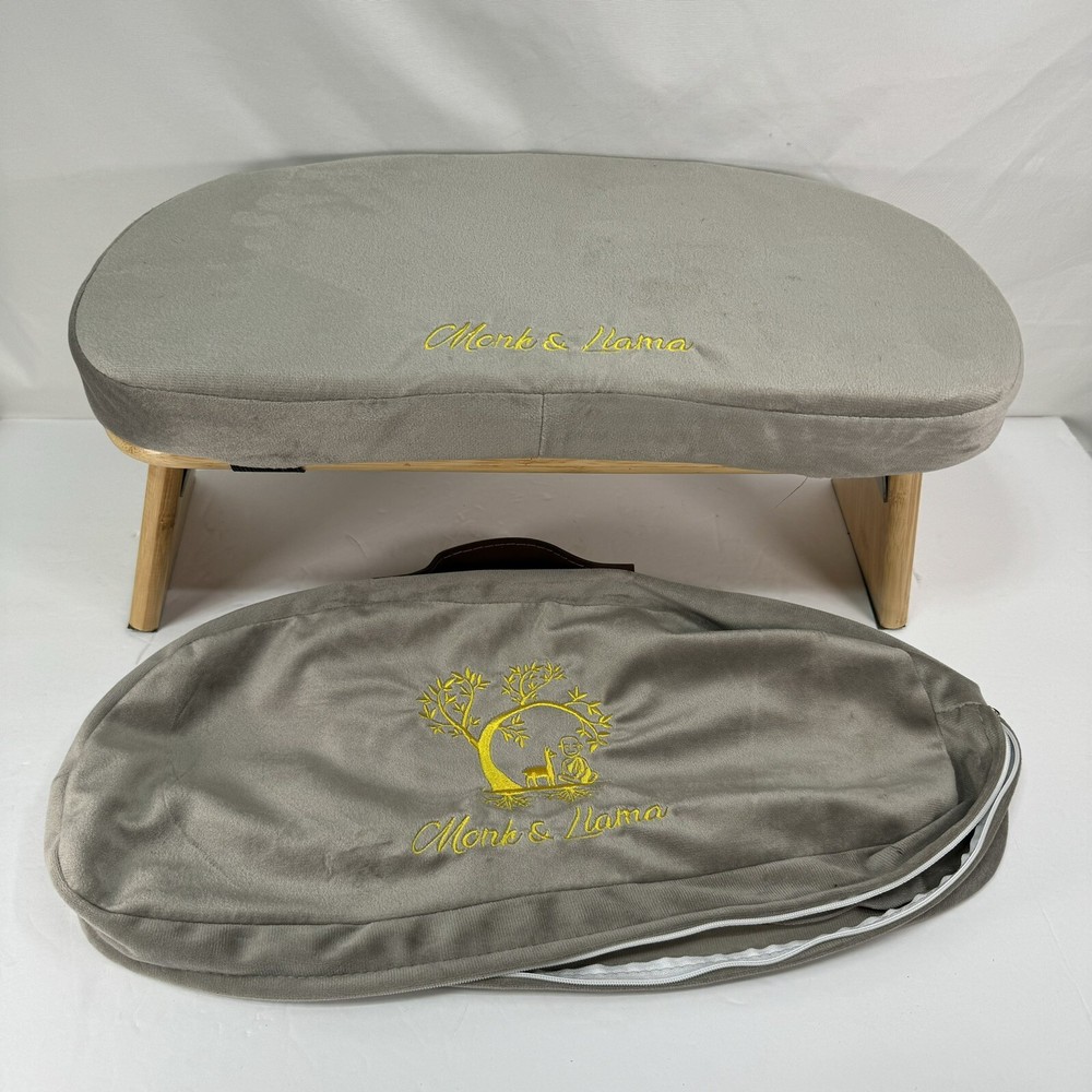 Monk & Llama Kneeling Meditation Bench with Foldable Legs & Cushion With Case