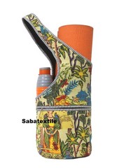 Indian Cotton Yoga Mat Bags Beige Frida Jhola Tote Bags, Quilted Yoga Mat Bags