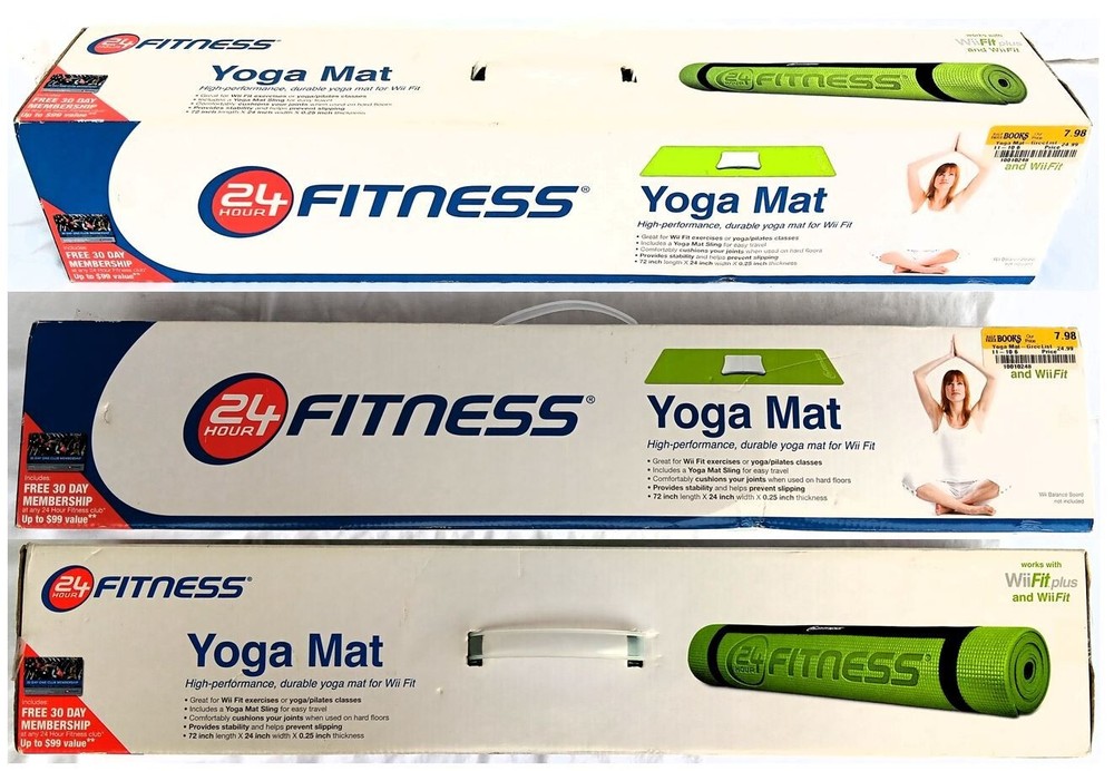 24 HOUR FITNESS YOGA MAT KIT – BRAND NEW/FACTORY SEALED BOX – 72″ X 24″