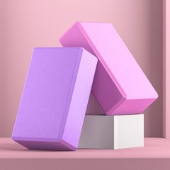 Yoga Blocks 9”x6”x3”, 4 Pack High Density Yoga Brick Foam Blocks to Improv…