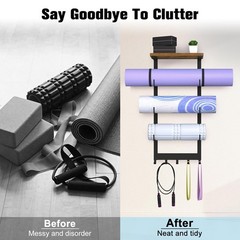 Yoga Mat Holder Wall Mount, Yoga Mats Storage Rack, Home Gym Wall Organizer H…