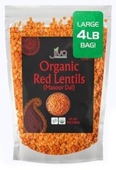 Organic Red Lentils Split 4 LB LARGE Bag – Masoor Dal – Non-GMO, Vegan, Non