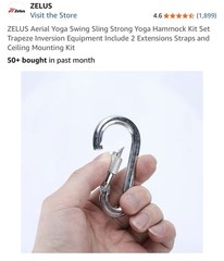 ZELUS Yoga Swing Black Retractable Buckles Kit w/ Straps, Hooks, Bag