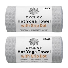 Cyclxy 2 Pack Hot Yoga Towel Grip Dotstickyfiber Yoga Mat Towels Non Slip For