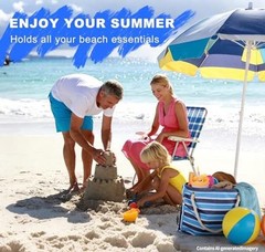 Large Beach Bag Women,Beach Bags Waterproof Sandproof with Zipper Wet Blue
