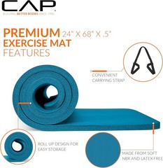 Fitness-Ready 1/2″ Thick Exercise Yoga Mat with Carry Strap – Non-Slip Design