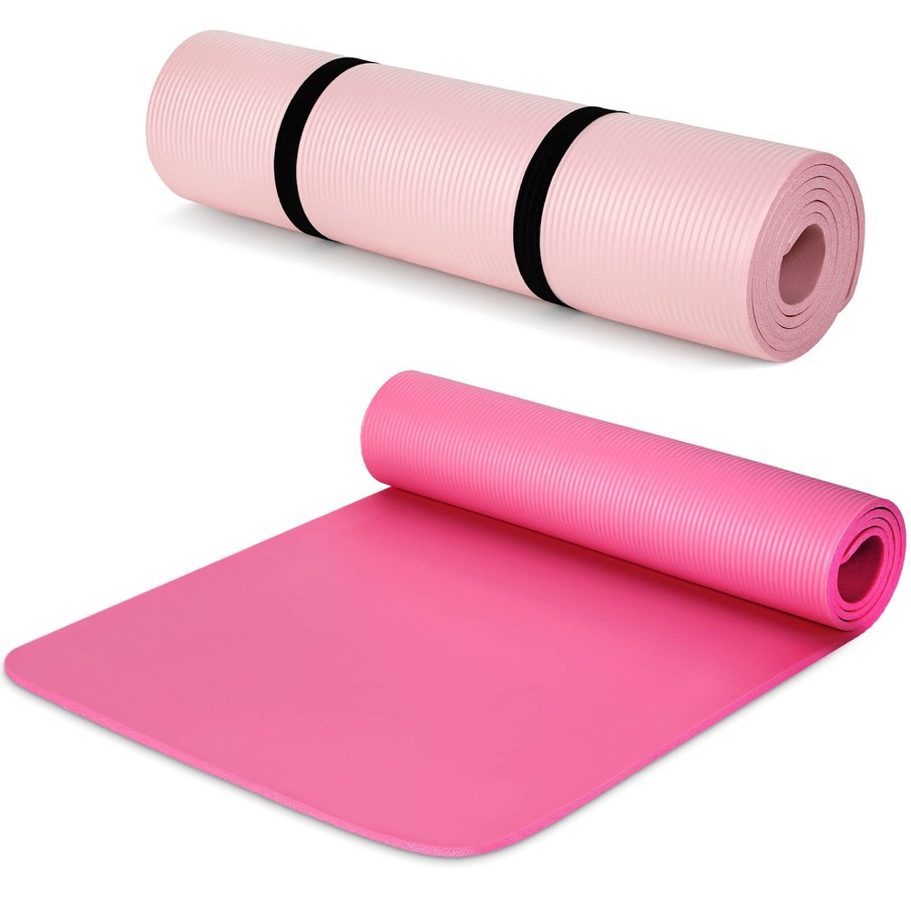 2 Pack Yoga Mats (72×24) 3/8 Inch Thick Exercise Yoga Mat for Home Workout wi…