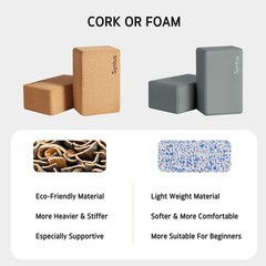 Yoga Block and Strap Set – 2 Non-Slip Foam Blocks 9x6x4″ + 8FT D-Ring Strap for