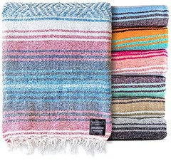Thick Machine Washable Handwoven Mexican Blanket for Yoga Camping etc
