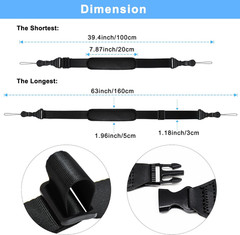 Shoulder Strap with Pad, 2 Sets of Quick Release Buckles, Adjustable between 39″
