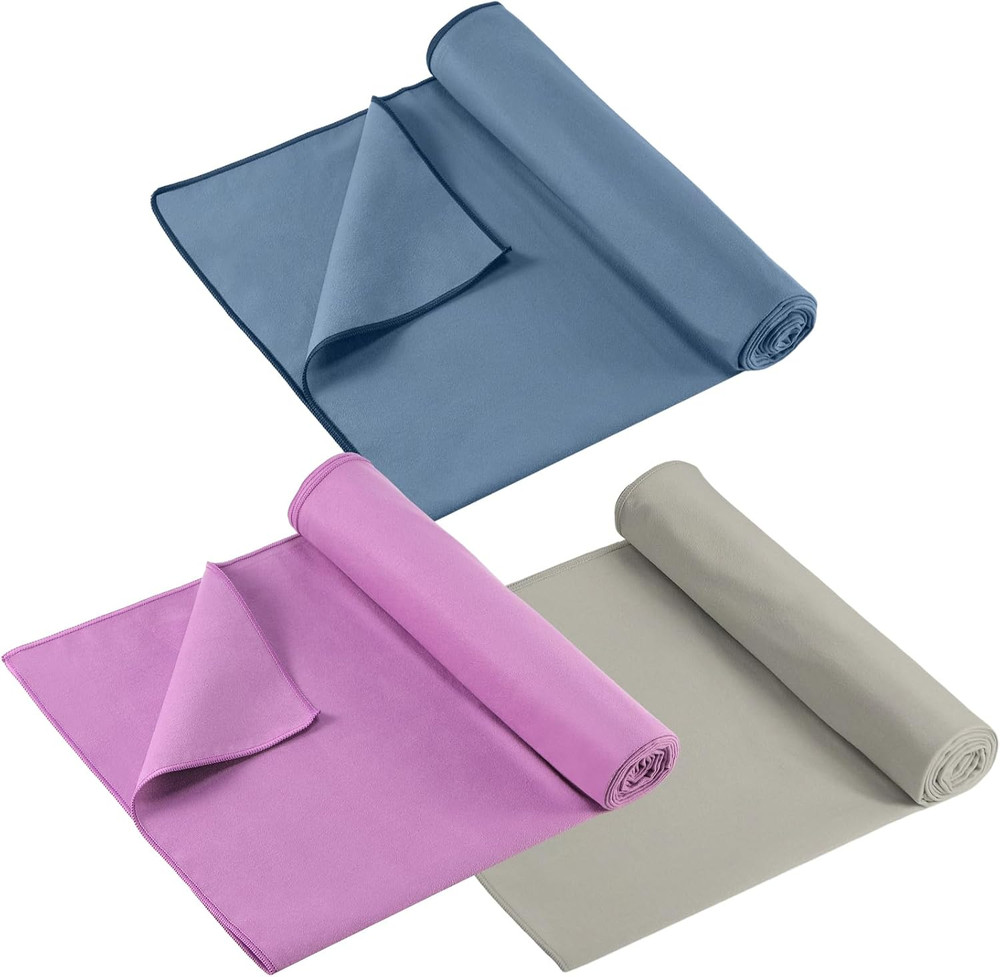 3 Pack 26″X73″ Hot Yoga Mat Towel Pack Non-Slip Yoga Mat Gym Sweat Absorbent Mic