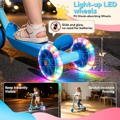Three Wheel Scooter for Kids 2-5, Light Up Princess Scooters with Blue
