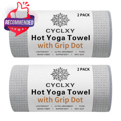 Hot Yoga Towel Pack 2 Pack FitGrip Dot Style 72″x26.5″ Premium Gray