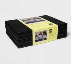 All in Motion Premium Black Yoga Mat–Non-Slip-5mm Cushioned Support, High-Impact
