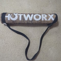 HOTWORX Eco-Friendly Hemp Fiber Yoga Mat Non-Slip 24×72 Brown + Carrying Strap