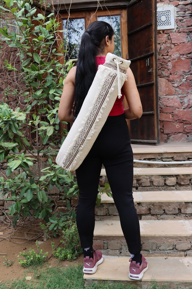 Tribal Block Print Hippie Boho Cotton Yoga Mat Bag Mat Carrier Gym Travel Bag