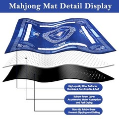 Mahjong Mat for Table, Non-Slip Noise Reduction American Mahjong Table Blue