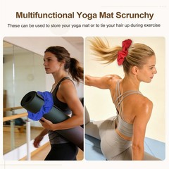 Yoga Mat Scrunchy, Yoga Mat Strap Band 2 Pcs & Cotton & Blue