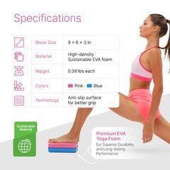 Yoga Blocks 2 Pack with Strap & Guide – NonSlip EVA Foam Pilates Blocks for H…