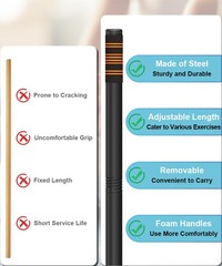 Queension 5ft Adjustable Yoga Stick Made of Sturdy Alloy Steel, Black
