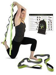 Stretching Strap for Physical Therapy, 12 Multi-Loop Green/Grey Wide Grip