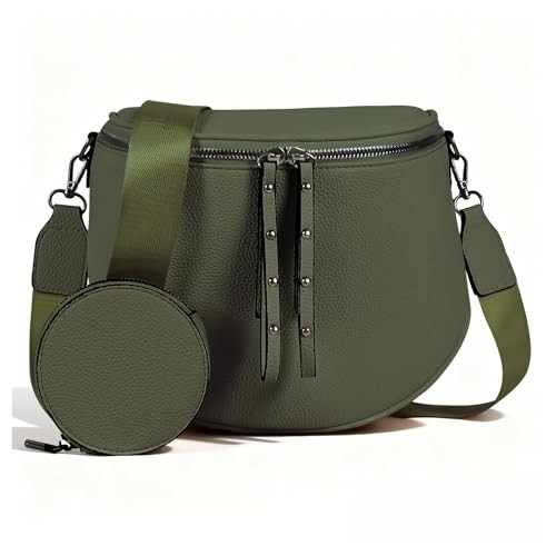 Crossbody Bags for Women Large Vegan Leather Bum Bag with Dark Harbor Green