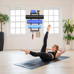Yoga Mat Holder Wall Mount, Black Yoga Mats Storage Rack, Home Gym Storage with