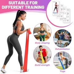 Resistance Bands Set, 5 Pcs Exercise 1.8m, Gray, blue, red, yellow, green