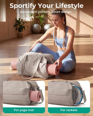 2 Set Gym Bag for Women, Yoga Bag with Water Bottle Holder, Camel | for Yoga Tra