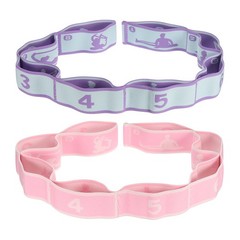 35.4 Inch 2 Pcs Exercise Bands Yoga Stretching Strap Latin Elastic Pink/Purple