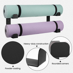 4 Tier Yoga Mat Holder Wall Mount Yoga Mat Storage Rack Heavy-Duty Steel Rollers