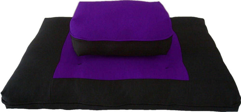 Zafu Zabuton Meditation Yoga Posture Exercise Cushions, Sit Mat Purple/Black