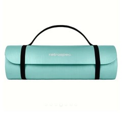 Retrospec Solana Yoga Mat 1″ Thick With Nylon Carry Strap for Men & Women Blue
