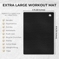 Fit Active Sports Oversized 6’ x 4’ Extra Large Workout Mat with Carry Bag &