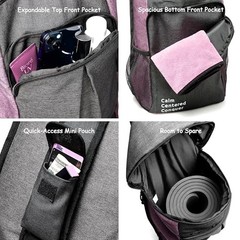 Yoga Mat Bag Carrier – Large Pockets & Water Bottle Holders. Yoga Purple