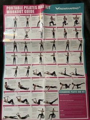 RENARANRING Pilates Bar Kit Pink Portable 3 Levels Resistance Bands Guide Bag