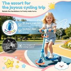 Three Wheel Scooter for Kids 2-5, Light Up Princess Scooters with Blue