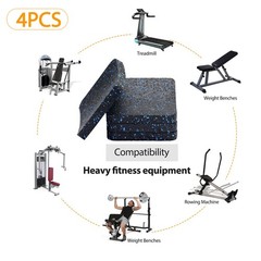 BestXD Treadmill Mat Pads – 4 PCS High Density 3.94 X X 0.5 inch, Black