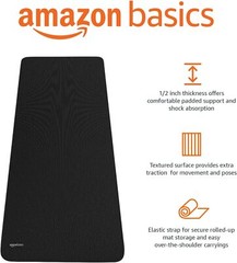 1/2Inch Extra Thick Exercise Yoga Mat w/ 73.2″L x 24.3″W x 0.5″T & Elastic Strap