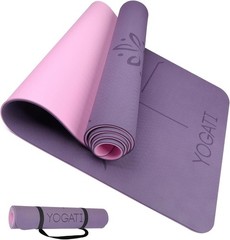 Yoga Mat W/ Strap W/ Alignment Lines Home Workout Mat Women Men & Kids