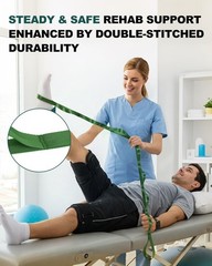 Non-Elastic Stretching Strap with Loops for Physical Therapy & Rehab, Knee Hi…