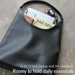 Hobo Bags for Women Soft Vegan Leather Shoulder Handbag Slouchy Tote Black