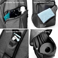 Yoga Mat Bag Carrier – Large Pockets & Water Bottle Holders. Black