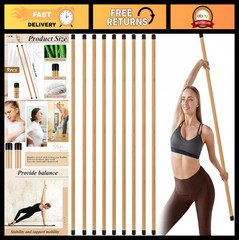 6/9 Pcs 5ft Yoga Stick – Natural Bamboo Exercise Tool, Non-Slip Rubber Ends, Pos