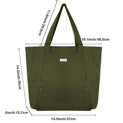 Yoga Mat Bag for Women, Pure Cotton Canvas Yoga Tote with Wet/Dry Pocket, Green