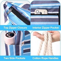 Large Beach Bag Women,Beach Bags Waterproof Sandproof with Zipper Wet Blue
